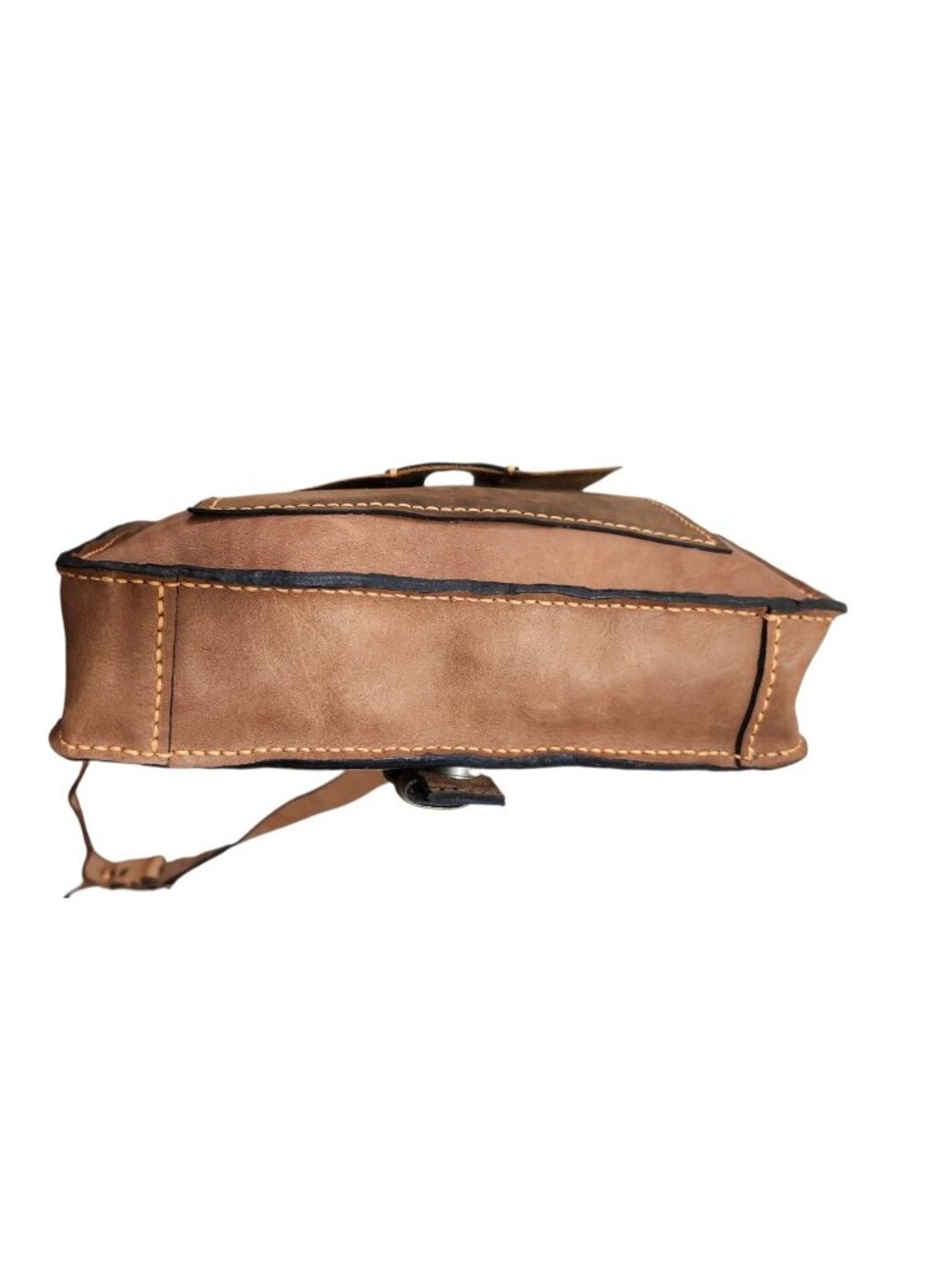 Handmade Genuine Leather Messenger Crossbody Bag Brown Rustic Satchel Unisex - Picture 10 of 16